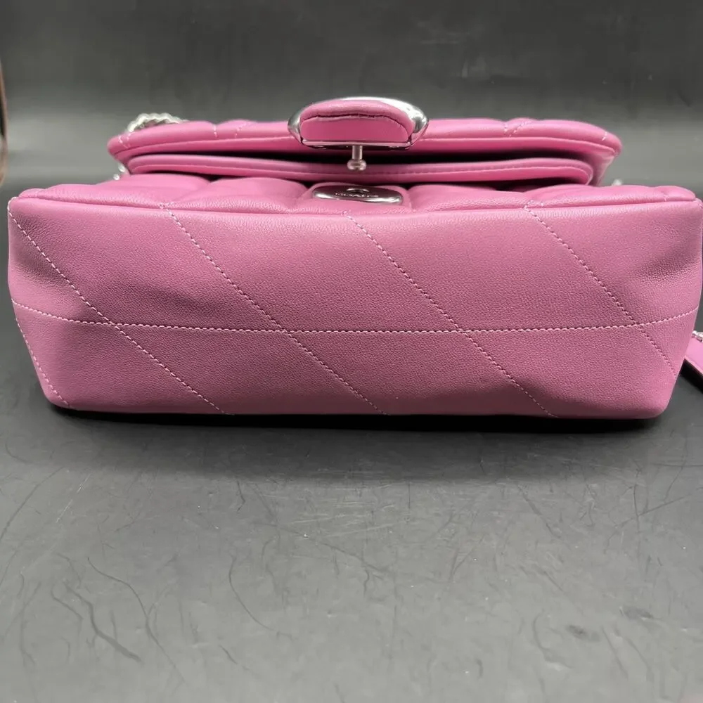 Coach Tabby 26 Vivid Pink Quilted Leather Shoulder Bag Chain Strap Purse CP149